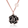 INALIS Rose Gold Plated Flowers Pendant Czech Diamond Long Necklace