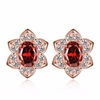 INALIS® Ruby Color Zircon Flower Shape Earrings
