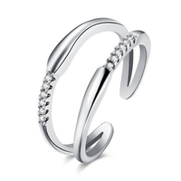 INALIS Simple Ring Zircon Two Layer Women Ring Wedding Gift