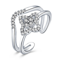 INALIS Sweet Luxury Ring Flower Zircon Two Layer Wedding Ring