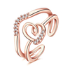 INALIS Sweet Ring Hollow Heart Zircon Ring for Women Gift