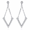 INALIS® Triangle Tassel Rhinestone Silver Women Earrings