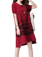 Ink Printed Elegant Casual Vintage Women Dress