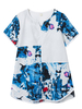 Ink Printed Patchwork Short Sleeve Vintage Women Blouse
