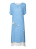 Ink Printing Layer Folk Women Vintage Dress