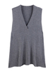 Irregular Hem Solid V-Neck Sleeveless Cashmere Knitted Sweater