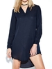 Irregular Hem V-neck Long Sleeve Casual Women Mini Dress