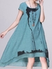 Irregular Ink Printed Loose Casual Loose Women Dress