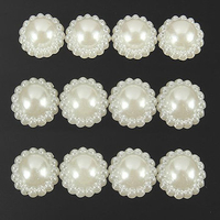 Ivory Flat Back Faux Pearl Flower Acrylic Beads Wedding Embellishment