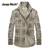 Jeep Rich Casual Outdoor Plaids Checked Long Sleeve Cargo Shirts for Men