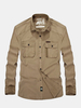 Jeep Rich Mens Large Size Long Sleeved Turn Down Collar Cotton Casual Cargo Shirts