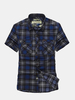 Jeep Rich Mens Summer Cotton Grid Casual Turn-down Collar Short Sleeved Shirts