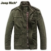 Jeep Rich Plus Size Military Epaulets Outdoor Stand Collar Casual Cotton Jacket for Men
