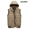 Jeep Rich Winter Casual Multi-Pockets Waistcoat Detachable Hood Rib Cuff Coat For Men