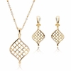 Jewelry Set Alloy Hollow Leave Rhinestone Necklace Earrings Set