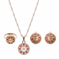 Jewelry Set Alloy Rhinestone Hollow Flower Necklace Earrings Set