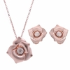 Jewelry Set Alloy Rhinestone Rose Necklace Earrings Set