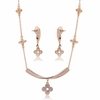 Jewelry Set Four Leaf Flower Rhinestone Necklace Earrings Set