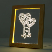 Kcasa FL-704 3D Photo Frame Illuminative LED Night Light Wooden Heart Desktop Decorative USB Lamp For Bedroom Art Decor Christmas Gifts