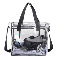 KCASA KC-0628 Clear PVC Travel Storage Bag Waterproof Zipper Adjustable Gym Shoulder Bag