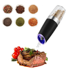 KCASA KC-GEM5 Gravity Electric Salt Pepper Grinder Effective Multifuncton Mill Automatic Battery Powered Adjustable Grind Coarseness Blue LED Light Premium Quality Electronic Kitchen Salt Shaker Black