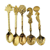 KCASA KC-RS99 5Pcs/Set Gold Vintage Royal Style Carved Coffee Spoon Snack Dessert Scoop Flatware