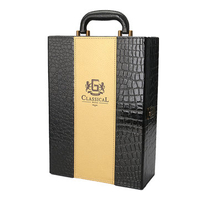 KCASA KC-WG03 2-bottle Wedding Leathern Wine Bottle Gift Box With Wine Opener Pourer Collar