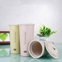 KCASA KC-WHE03 Wheat Fiber Double Layer Insulation Mug Student Cup Creative Water Bottle