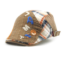 Kids Baby Cartoon Plaid Embroidery Letter Beret Hat Casual Visor Flat Newsboy Cap