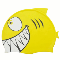 Kids Boys Girls Cartoon Shark Pattern Swimming Cap Silicone Diving Waterproof Swim Hat