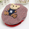 Kids Boys Girls Infant Cap Cotton Cute Bear Plaid Berets Hat Warm Hunting Sun Hat
