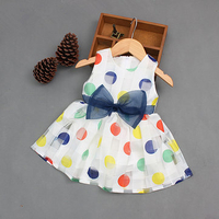 Kids Girl Organza Polka Dot Sleeveless O-neck Dress