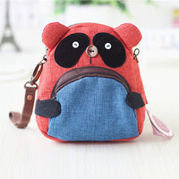 Kids Panda Canvas Patchwork Backpack Students Schoolbag Shoulde Bag