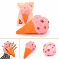 Kiibru Squishy Pink Strawberry Cone Ice Cream 18.5*10.5cm Creative Fun Christmas Gift