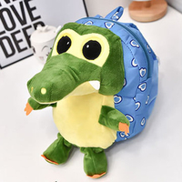 Kindergarten Kids Canvas Backpack Cartoon Crocodile Cute Shoulder Bag