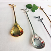 Kitchen Dining Bar Alloy Leaves Shaped Gold Silver Coffee Spoon Flatware Cutlery Dessert Spoon