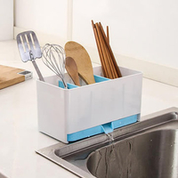 Kitchen Double Partition Drain Storage Box Tableware Rack Sub-grid Hole Dinner Containers