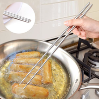 Kitchen Long Chopsticks Anti-scald Fried Noodles Stainless Steel Chopsticks