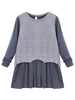 Knit Patchwork Zipper Embellished Plus Size Long Sleeved Dress