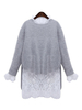 Knit Pullover Sweater White Lace Casual Two Pieces Dress