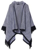 Knit Tassel Hoodie Casual Cape Shawl Women Cardigan