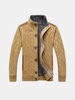 Knitted Plus Velvet Thick Warm Single Breasted Stand Collar Sweater Cardigan for Men