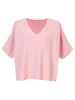 Knitted V-Neck Short Sleeve Pure Color Women Basic Shirt