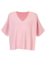 Knitted V-Neck Short Sleeve Pure Color Women Basic Shirt