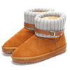 Knitting Buckle Mix Slip On Casual Ankle Cotton Boots For Women