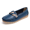 Knitting Color Blocking Flat Soft Leather Slip On Loafers