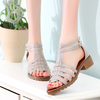 Knitting Weave Peep Toe Buckle Zipper Square Heel Gladiator Roman Sandals