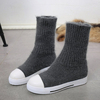 Knitting Wool Multi-Way Folded Slip On Ankle Boots