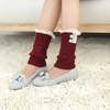 Korean Style Knitting Warmer Knee Socks Sweat Pure Color Lace Hollow Out Boots Socks