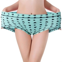 L-XL Women Cosy Ice Silk Printed Panties Seamless Soft Mid Waist Underwear